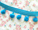 Cyan blue pompom tape (1yd)