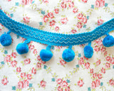Cyan blue pompom tape (1yd)