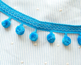 Cyan blue pompom tape (1yd)