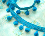Cyan blue pompom tape (1yd)