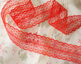 4.5cm幅の赤いラッセルレース (2m)