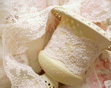 ヴィンテージ ベビーピンクのカントリー風の綿レース  (50cm)