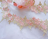 Pink floral glitter lace (16")