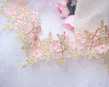 Pink floral glitter lace (16")