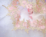 Pink floral glitter lace (16")