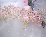 Pink floral glitter lace (16")