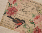 Antique-Style bird pattern panel fabric (1 sheet)