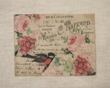 Antique-Style bird pattern panel fabric (1 sheet)