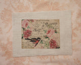 Antique-Style bird pattern panel fabric (1 sheet)