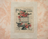 Antique-Style bird pattern panel fabric (1 sheet)