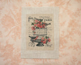 Antique-Style bird pattern panel fabric (1 sheet)
