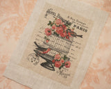 Antique-Style bird pattern panel fabric (1 sheet)