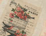 Antique-Style bird pattern panel fabric (1 sheet)