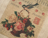 Antique-Style bird pattern panel fabric (1 sheet)