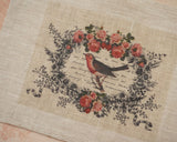 Antique-Style bird pattern panel fabric (1 sheet)