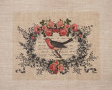Antique-Style bird pattern panel fabric (1 sheet)