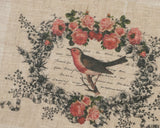 Antique-Style bird pattern panel fabric (1 sheet)