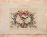 Antique-Style bird pattern panel fabric (1 sheet)