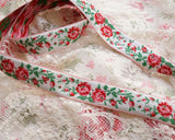 ヴィンテージ・バラ柄ジャガードリボン (50cm)