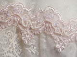 Organza with pearl embroidered trim