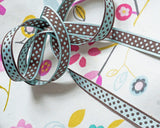 ヘアアクセサリー、ハンドメイド布小物、カルトナージュのボーダーなど、使い方色々のアメリカの両面使えるリボンです。