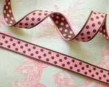 ヘアアクセサリー、ハンドメイド布小物、カルトナージュのボーダーなど、使い方色々のアメリカのリバーシブルの水玉のリボンです。