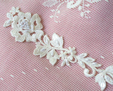 Embroidered lace motif with pearl beads and sequins (1 sheet)
