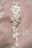 Embroidered lace motif with pearl beads and sequins (1 sheet)
