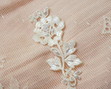 Embroidered lace motif with pearl beads and sequins (1 sheet)