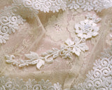 Embroidered lace motif with pearl beads and sequins (1 sheet)
