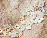 Embroidered lace motif with pearl beads and sequins (1 sheet)