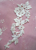 Embroidered lace motif with pearl beads and sequins (1 sheet)