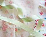 洋服の服飾品作り、カルトナージュ、キルト作品の装飾、バッグやポーチなど小物飾り、手作りの手芸に素敵に飾れそうなUSAリバーシブルサテンリボンです。ピスタチオグリーンとシルバーの厚みと柔らかさを兼ね備えた上質のリボンです。