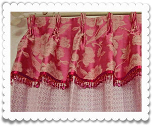 Beaded fringe to decorate curtain boxes 