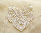 Motif dentelle filet perles nacrées et sequins | Blanc cassé | Applique artisanale