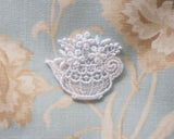 Appliques en dentelle motif théière | Blanc, 2 pièces | Matériel de couture
