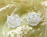 Appliques en dentelle motif théière | Blanc, 2 pièces | Matériel de couture