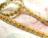 Bordure tressée en strass et perles de céramique | Thermocollante Largeur 1,7 cm 11 couleurs 50 cm par unité
