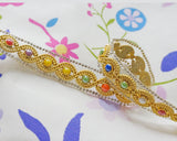 Bordure tressée en strass et perles de céramique | Thermocollante Largeur 1,7 cm 11 couleurs 50 cm par unité