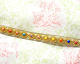 Bordure tressée en strass et perles de céramique | Thermocollante Largeur 1,7 cm 11 couleurs 50 cm par unité