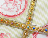 Bordure tressée en strass et perles de céramique | Thermocollante Largeur 1,7 cm 11 couleurs 50 cm par unité