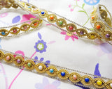 Bordure tressée en strass et perles de céramique | Thermocollante Largeur 1,7 cm 11 couleurs 50 cm par unité
