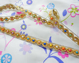 Bordure tressée en strass et perles de céramique | Thermocollante Largeur 1,7 cm 11 couleurs 50 cm par unité