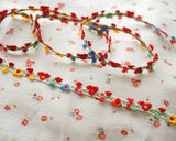 Narrow Jacquard Ribbon with Dancing Flowers | Colorful Embroidered Ribbon 1.1cm Wide