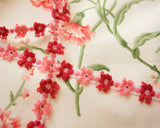 Flower Embroidered Ribbon Braid | Pink, Red, White Handmade Material 