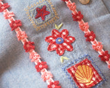 Flower Embroidered Ribbon Braid | Pink, Red, White Handmade Material 
