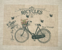 Antique bicycle pattern panel fabric (1 sheet)