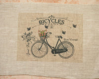 Antique bicycle pattern panel fabric (1 sheet)