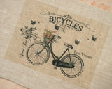 Antique bicycle pattern panel fabric (1 sheet)