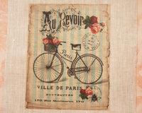 Antique bicycle pattern panel fabric (1 sheet)